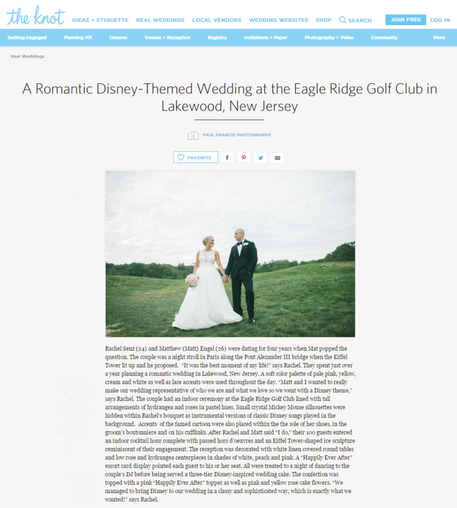 A Romantic Disney-Themed Wedding at the Eagle Ridge Golf Club in Lakewood, New Jersey